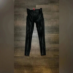 SPANX Faux Leather High Rise Black Leggings Size Medium